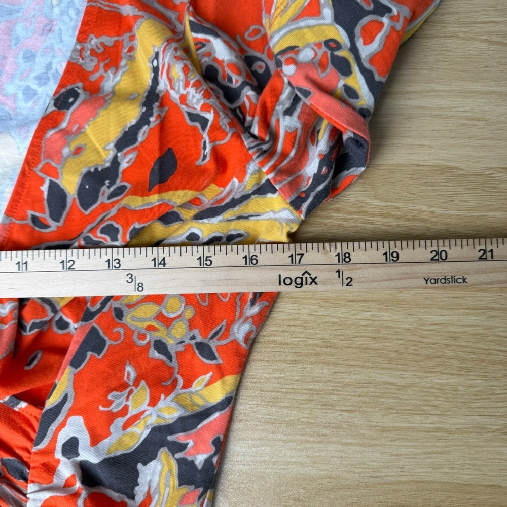 Ann Taylor Womens Abstract‎ Paisley V-Neck Ruched XS Psychedelic Retro Boho Art - Picture 4 of 9